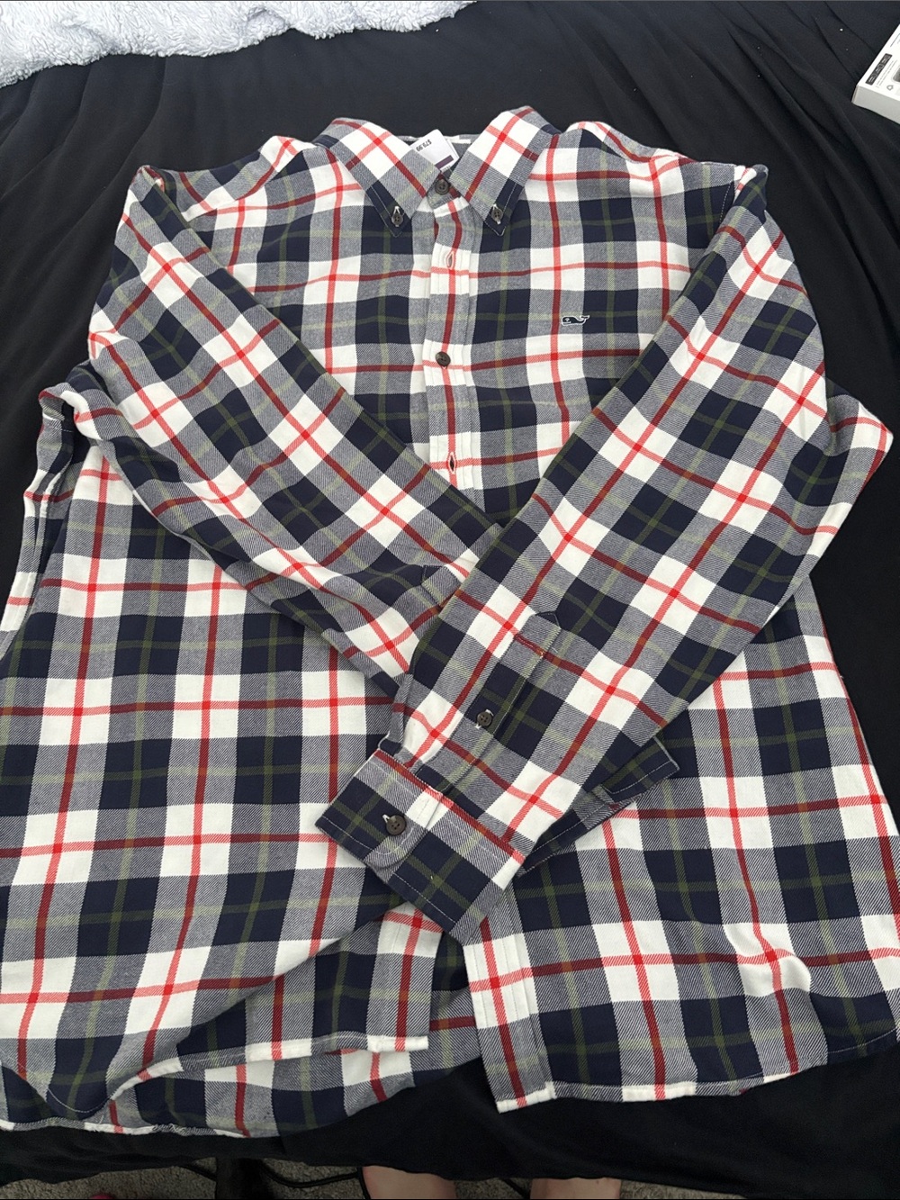 Vineyard Vines Navy, White & Red Plaid Button-Down Shirt